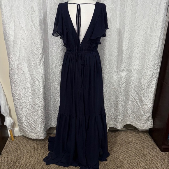 AW. BRIDAL navi blue v neck and v back size 12 formal flowy lightweight dress - Picture 8 of 11